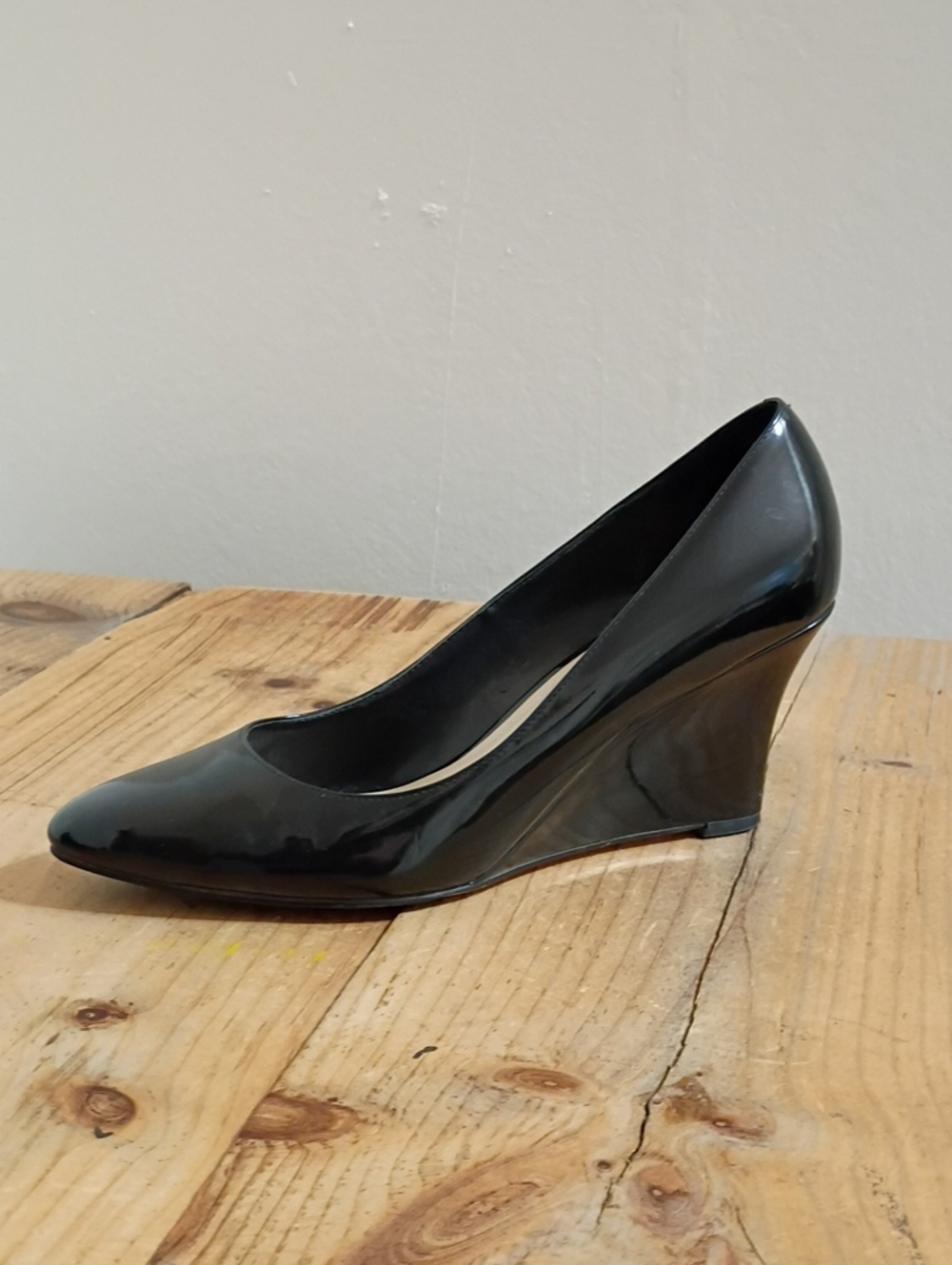 Cole Haan Grand OS Black Catalina Patent Leather Wedge Heels Size 9B